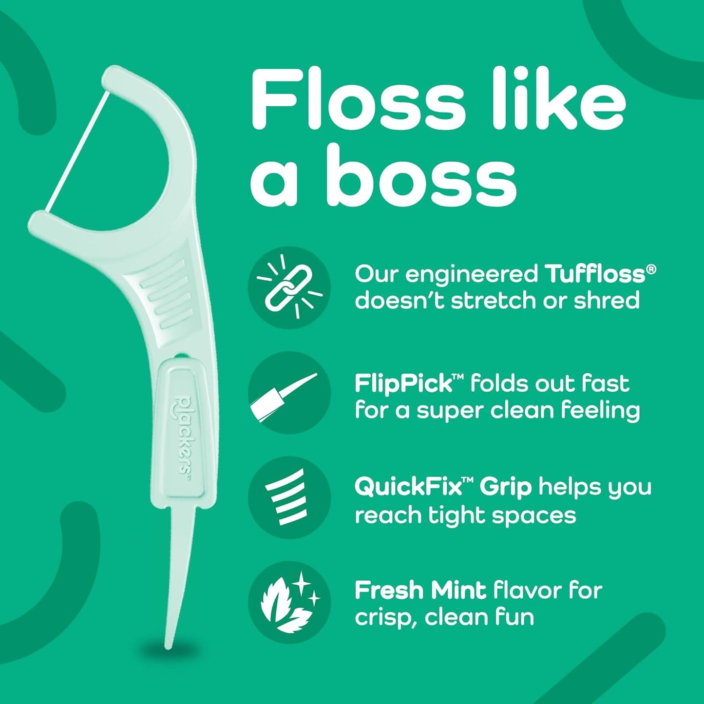 Plackers Micro Line Dental Floss Picks, Fold-Out FlipPick, Tuffloss, Easy Storage with Sure-Zip Seal, Fresh Mint Flavor, 150 Count,Packaging May vary (Pack of 4)