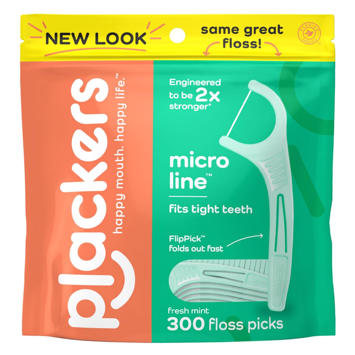 Plackers Micro Line Dental Floss Picks, Fold-Out FlipPick, Tuffloss, Easy Storage with Sure-Zip Seal, Fresh Mint Flavor, 150 Count,Packaging May vary (Pack of 4)